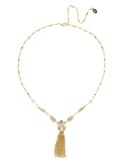 Matelda Long-Stand Necklace - NEA40BGCRY - <p>A perfectly symmetrical long strand! This necklace boasts a botanical design of round crystals, tassel chains plus metal and sparkling beads. From Sorrelli's Crystal collection in our Bright Gold-tone finish.</p>