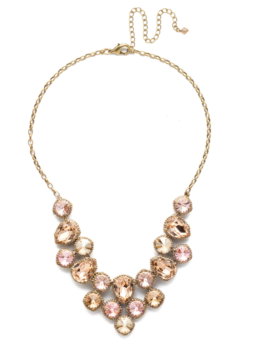 Armina Necklace Statement Necklace - NEA43AGBCM - <p>Bubbly and beautiful! This absolutely stunning bib necklace features round and pear shaped crystals arranged together in a symmetrical yet free flowing design. From Sorrelli's Beach Comber collection in our Antique Gold-tone finish.</p>