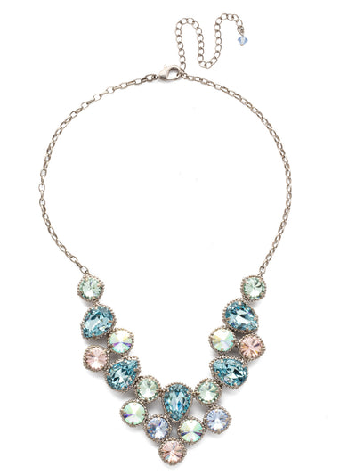 Armina Necklace Statement Necklace - NEA43ASPRP - <p>Bubbly and beautiful! This absolutely stunning bib necklace features round and pear shaped crystals arranged together in a symmetrical yet free flowing design. From Sorrelli's Pastel Prep collection in our Antique Silver-tone finish.</p>