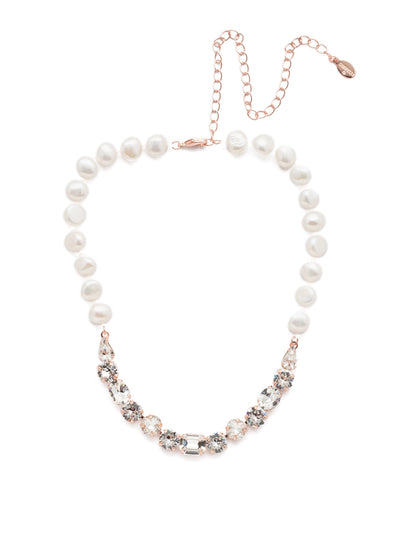 Cadenza Tennis Necklace - NEC14RGCRY - <p>This classic beauty features a chain of wire-wrapped freshwater pearls supporting a delicate pattern of crystal shapes at its base. From Sorrelli's Crystal collection in our Rose Gold-tone finish.</p>