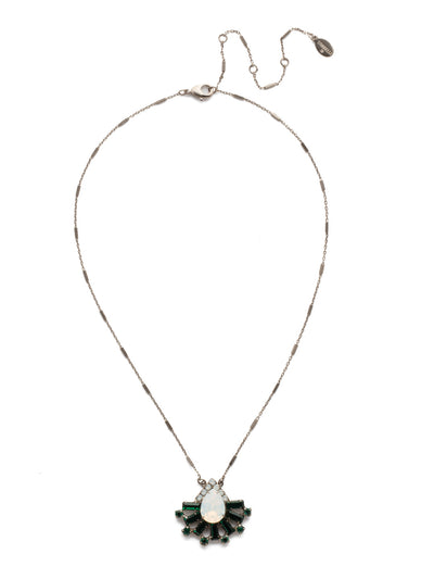 Osha Pendant Necklace - NEF3ASSNM - A touch of shimmer is added to your wardrobe with this statement pendant necklace. This piece is very versatile and can be used to dress up the basics. From Sorrelli's Snowy Moss collection in our Antique Silver-tone finish.