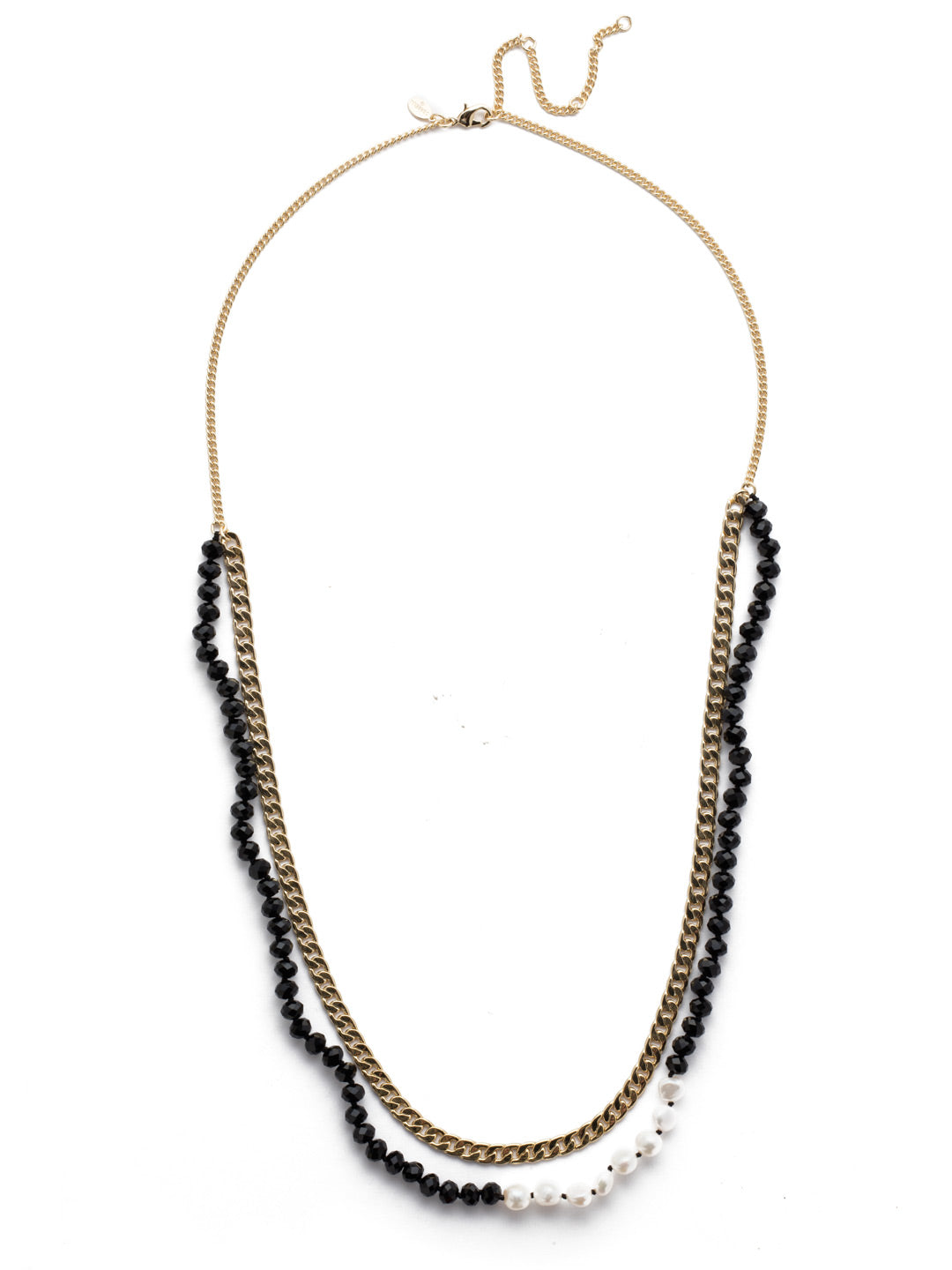 Brienne Long Strand Necklace - NEF42BGJET - <p>A well-balanced combination of box chain and beads are found throughout this edgy stranded necklace that is sure to add light catching shine to any outfit. From Sorrelli's Jet collection in our Bright Gold-tone finish.</p>