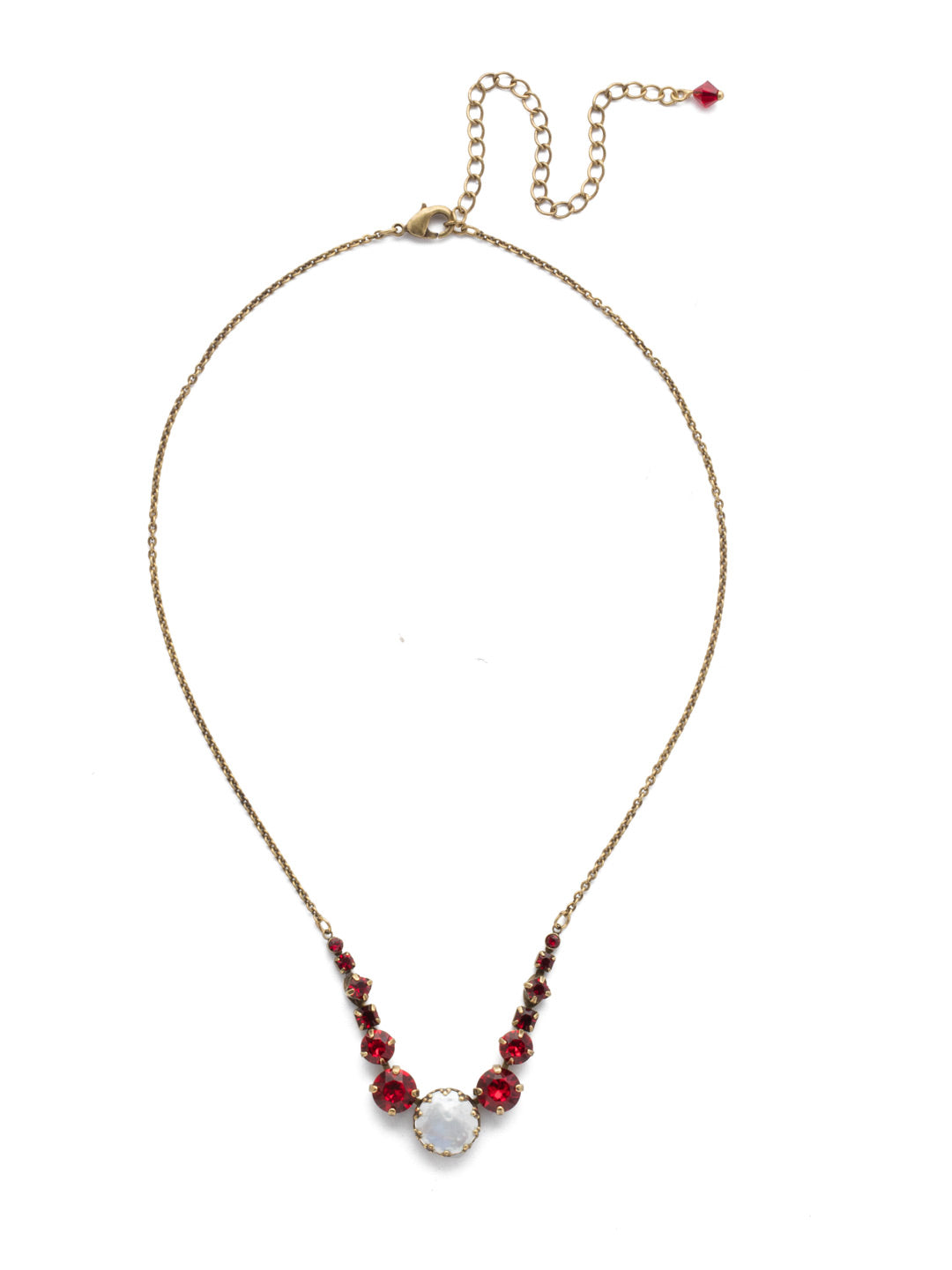 Meera Tennis Necklace - NEF43AGSNR - <p>This simple necklace combines one circular stone with several symmetrical stones on either side to add some sparkle to any look. From Sorrelli's Sansa Red collection in our Antique Gold-tone finish.</p>