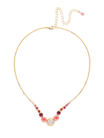 Meera Tennis Necklace - NEF43BGBGA - This simple necklace combines one circular stone with several symmetrical stones on either side to add some sparkle to any look. From Sorrelli's Begonia collection in our Bright Gold-tone finish.