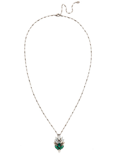 Emilia Pendant Necklace - NEF45ASSNM - A captivating pattern of crystals will be sure to draw attention to this dainty chain-link necklace. Perfect for mix and match layering make this necklace an easily transitional piece from day to night. From Sorrelli's Snowy Moss collection in our Antique Silver-tone finish.