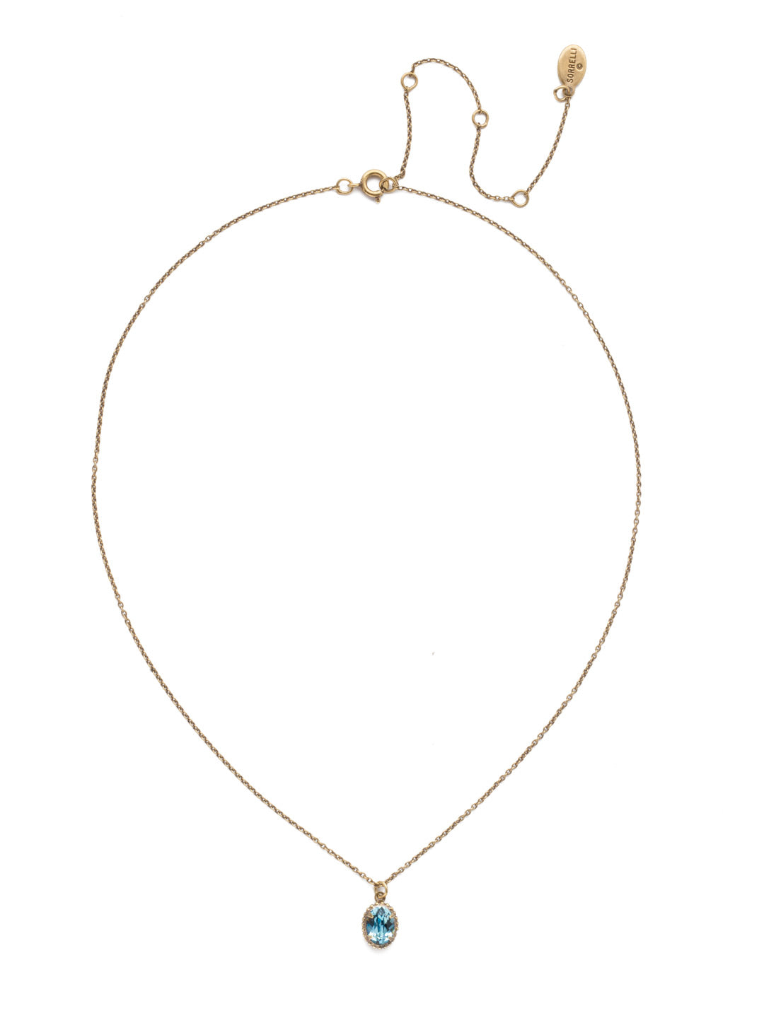 Maisie Pendant Necklace - NEF49AGAQU - <p>This is the perfect day-to-night sparkling tiny pendant necklace that has an adjustable chain to fit your neckline. From Sorrelli's Aquamarine collection in our Antique Gold-tone finish.</p>