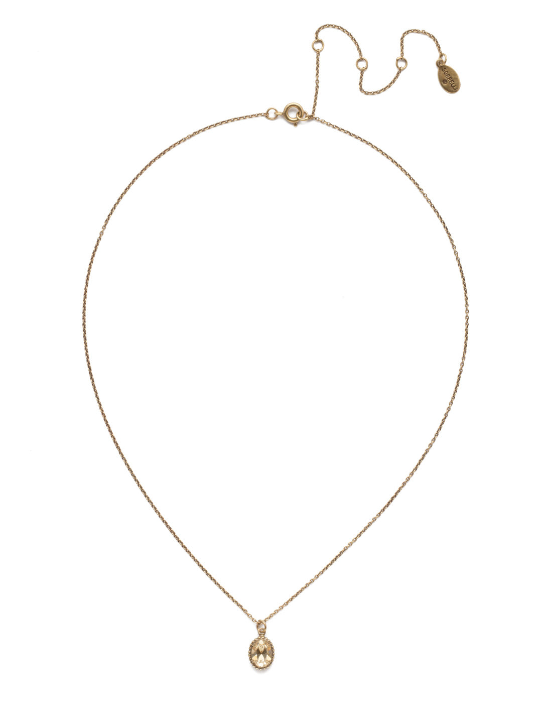 Maisie Pendant Necklace - NEF49AGCCH - <p>This is the perfect day-to-night sparkling tiny pendant necklace that has an adjustable chain to fit your neckline. From Sorrelli's Crystal Champagne collection in our Antique Gold-tone finish.</p>