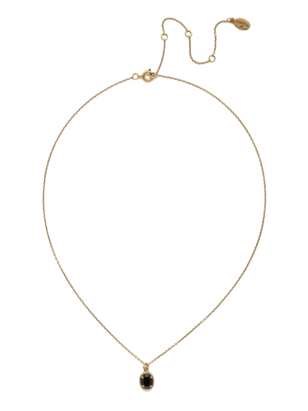 Maisie Pendant Necklace - NEF49AGJET - This is the perfect day-to-night sparkling tiny pendant necklace that has an adjustable chain to fit your neckline. From Sorrelli's Jet collection in our Antique Gold-tone finish.