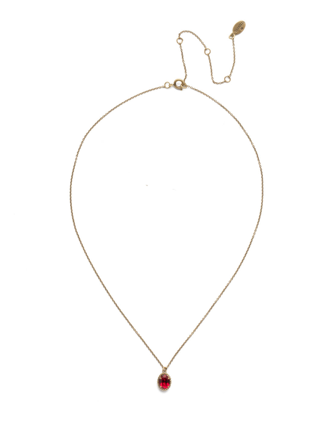 Maisie Pendant Necklace - NEF49AGSNR - This is the perfect day-to-night sparkling tiny pendant necklace that has an adjustable chain to fit your neckline. From Sorrelli's Sansa Red collection in our Antique Gold-tone finish.