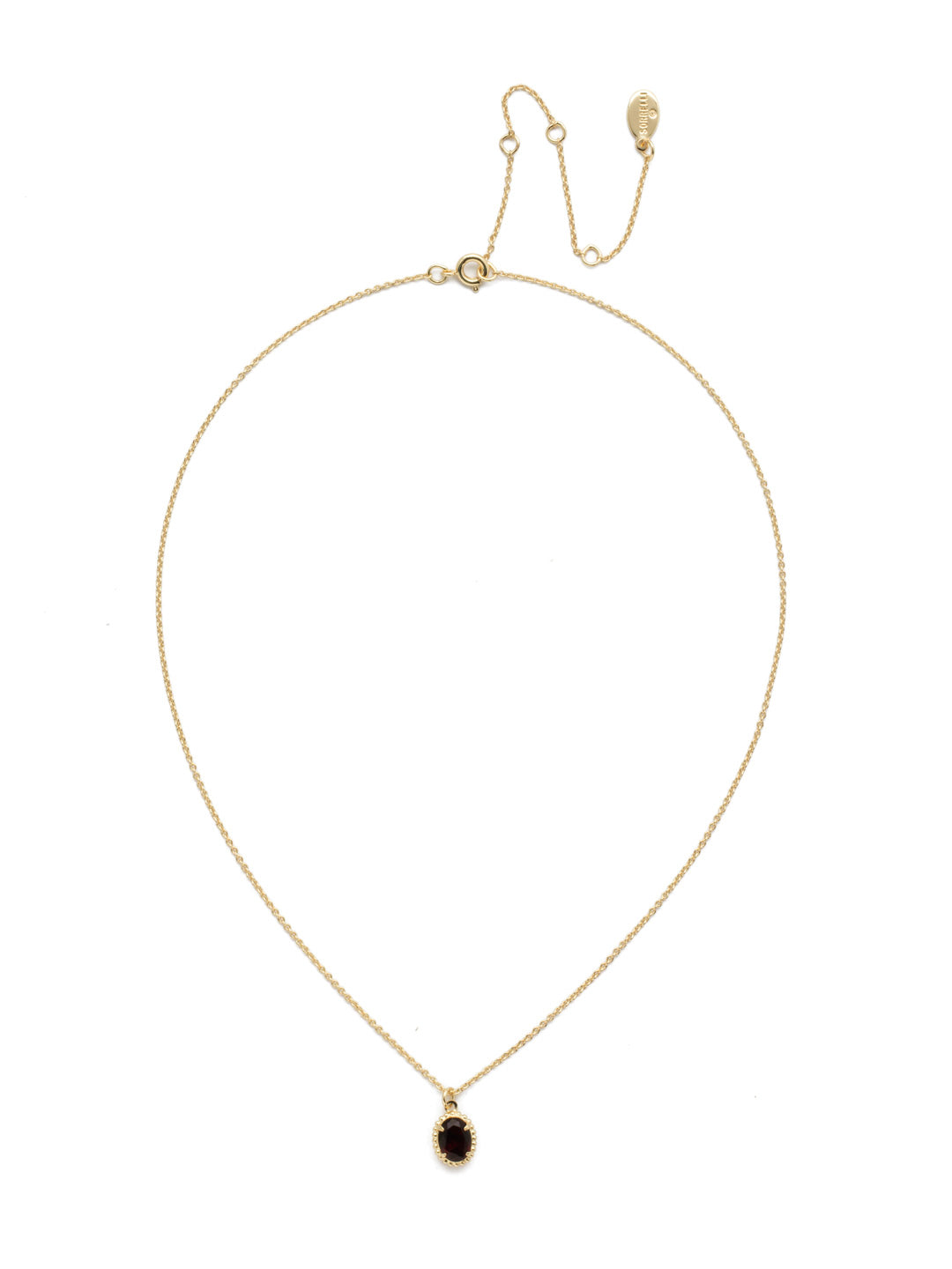 Maisie Pendant Necklace - NEF49BGBUR - This is the perfect day-to-night sparkling tiny pendant necklace that has an adjustable chain to fit your neckline. From Sorrelli's Burgundy collection in our Bright Gold-tone finish.
