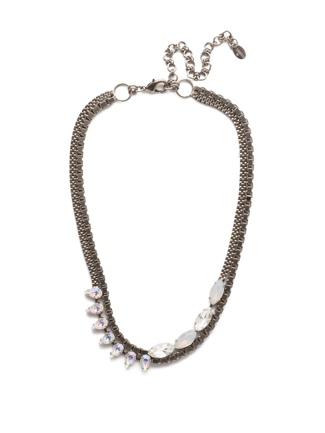 Brienne Statement Necklace - NEF6ASGLC - <p>A must for any girl who loves having their jewelry make a bold and beautiful statement. This piece has articulately placed crystals on a weightless box chain making this piece one you'll definitely want to reach for again and again. From Sorrelli's Glacier collection in our Antique Silver-tone finish.</p>