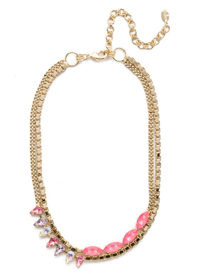 Brienne Statement Necklace - NEF6BGISS - A must for any girl who loves having their jewelry make a bold and beautiful statement. This piece has articulately placed crystals on a weightless box chain making this piece one you'll definitely want to reach for again and again. From Sorrelli's Island Sun collection in our Bright Gold-tone finish.