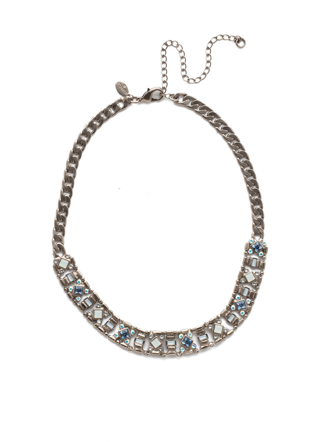 Lyanna Classic Necklace Tennis Necklace - NEF7ASGLC - <p>A bold statement necklace features a gorgeous line of crystals in an intricate pattern. Sometimes of course more is more, and in this case this necklace is a showstopper. From Sorrelli's Glacier collection in our Antique Silver-tone finish.</p>
