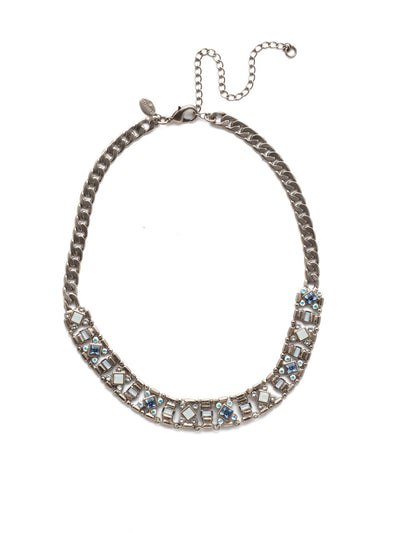 Lyanna Classic Necklace Tennis Necklace - NEF7ASGLC - A bold statement necklace features a gorgeous line of crystals in an intricate pattern. Sometimes of course more is more, and in this case this necklace is a showstopper. From Sorrelli's Glacier collection in our Antique Silver-tone finish.