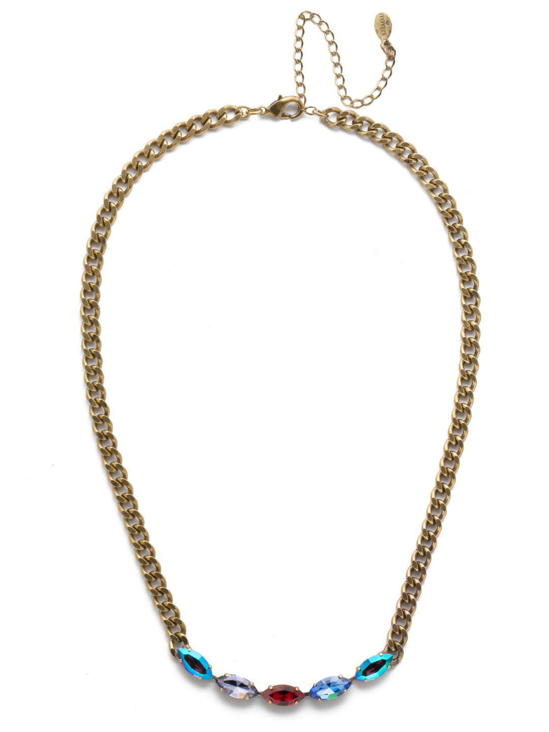 Miranda Classic Necklace - NEF83AGGOT - This piece has articulately placed crystals on a weightless box chain making this piece a unique one that you'll definitely want to reach for again and again. From Sorrelli's Game of Jewel Tones collection in our Antique Gold-tone finish.