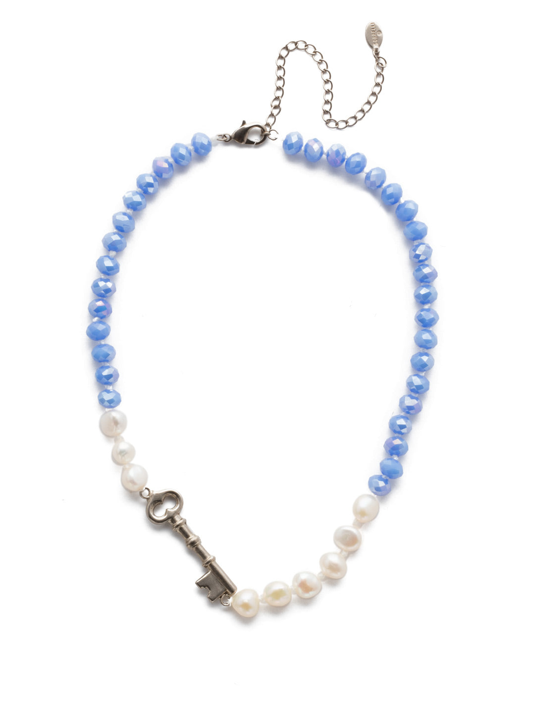 Eilidh Classic Necklace - NEF8ASGLC - <p>A detailed beaded and pearl texture is highlighted with its polished shine. This necklace is decorated with a single key charm to help get your look locked down for the day. From Sorrelli's Glacier collection in our Antique Silver-tone finish.</p>