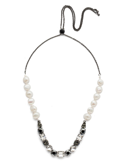 Verona Tennis Necklace - NEH26GMMMO - <p>This classic beauty features wire-wrapped pearls supporting a delicate pattern of crystal shapes at its base with a slider clasp for easy wear. From Sorrelli's Midnight Moon collection in our Gun Metal finish.</p>