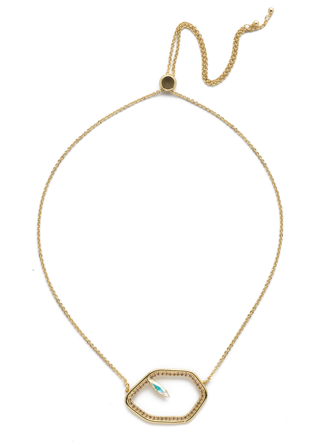 Gemma Pendant Necklace - NEH28BGISS - <p>Add a bit of abstract elegance to any outfit with this adjustable slider chain and a pendant accented by crystals galore. From Sorrelli's Island Sun collection in our Bright Gold-tone finish.</p>
