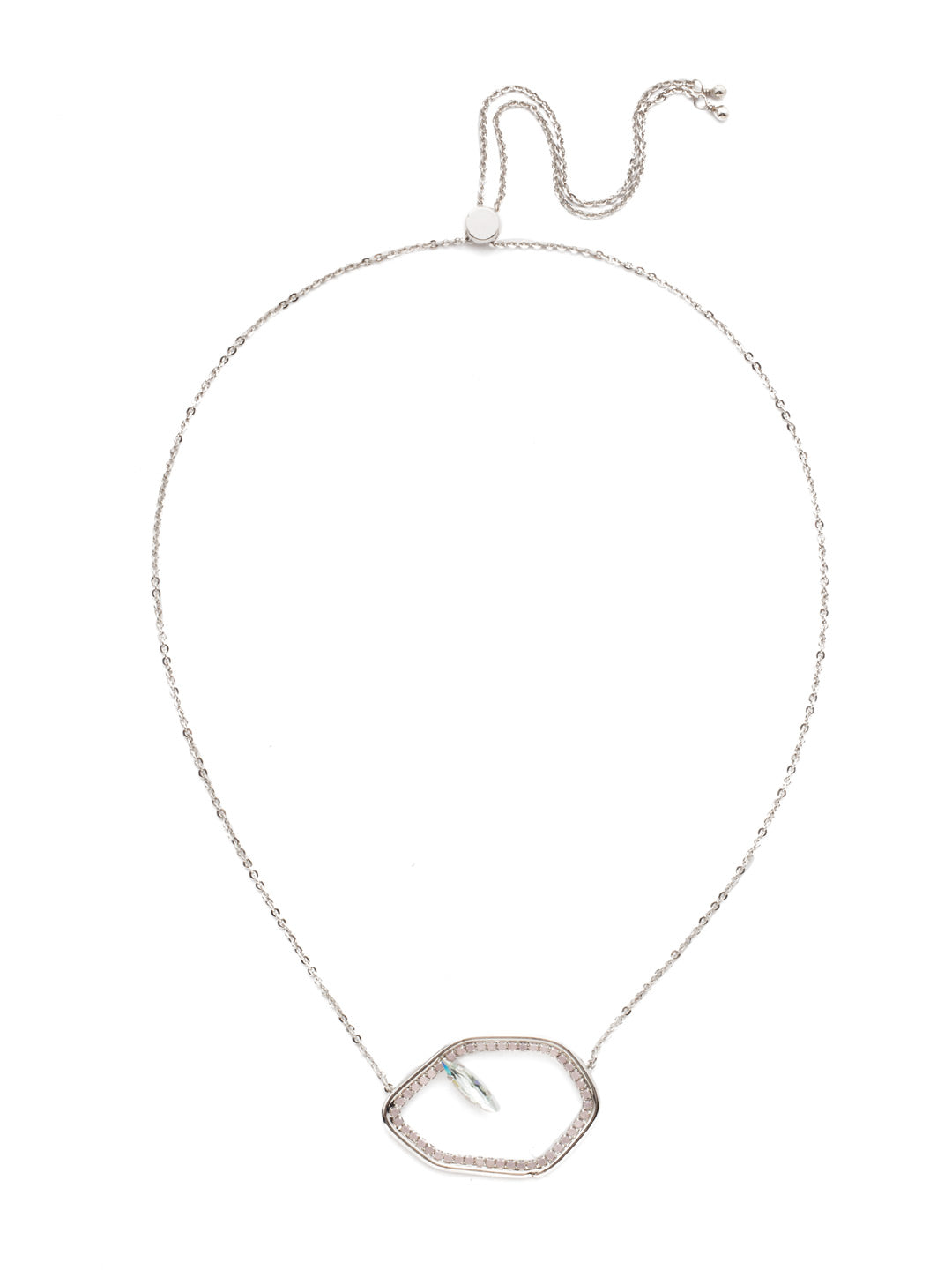 Gemma Pendant Necklace - NEH28RHTUL - <p>Add a bit of abstract elegance to any outfit with this adjustable slider chain and a pendant accented by crystals galore. From Sorrelli's Tulip collection in our Palladium Silver-tone finish.</p>