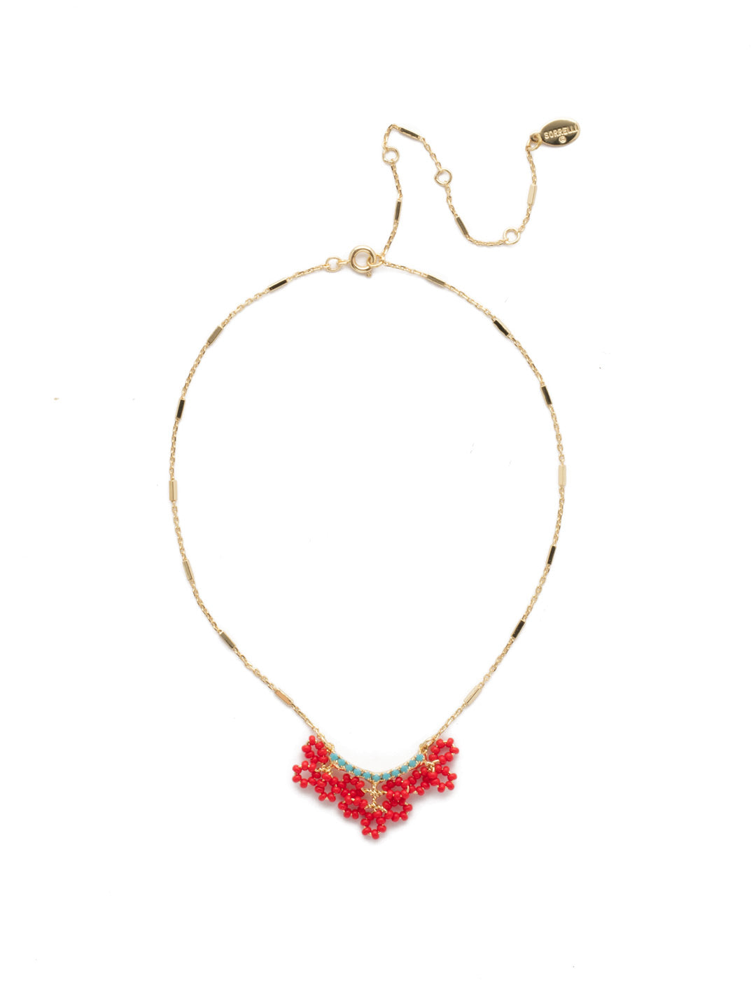 Sefina Pendant Necklace - NEH8BGRTU - Clusters of handcrafted beadwork and delicate crystals on an adjustable strand will make you feel like an Island princess. From Sorrelli's Ruby Moroccan Turquoise collection in our Bright Gold-tone finish.