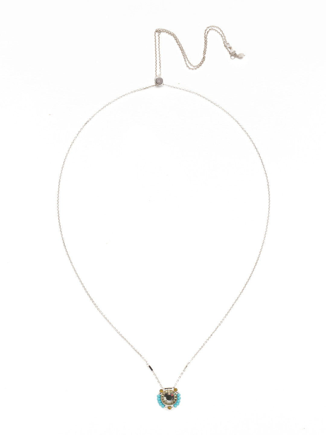 Ebe Classic Necklace - NEH9RHTHT - <p>A crystal center is encircled by handcrafted beadwork on a delicate metal slider chain. From Sorrelli's Tahitian Treat collection in our Palladium Silver-tone finish.</p>