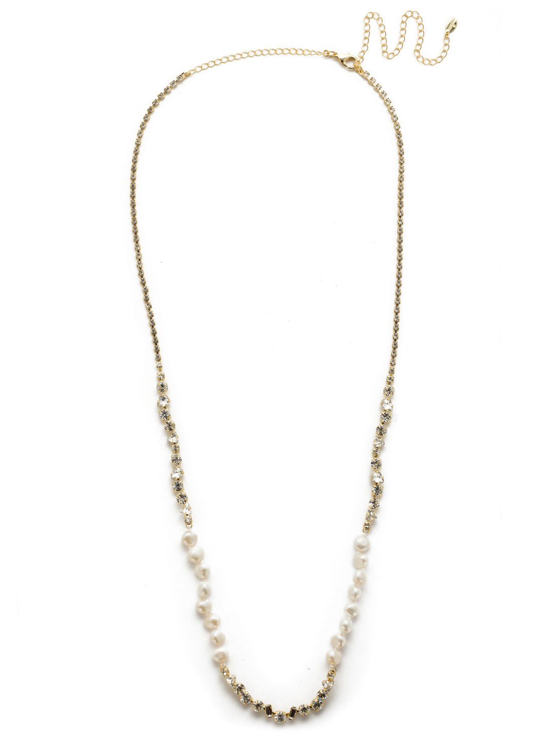 NEK18 Long Necklace - NEK18BGMDP - <p>Delicate layered necklace with elegant pearls and crystals will create an eye-catching look. From Sorrelli's Modern Pearl collection in our Bright Gold-tone finish.</p>
