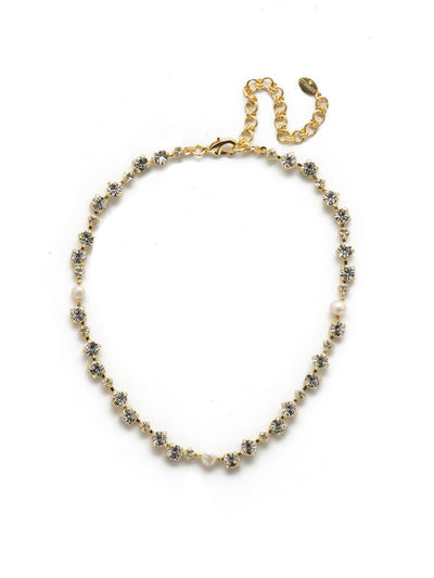 Giovanna Choker Necklace - NEK25BGMDP - This classic cyrstal necklace accented with pearls will create a timeless look for any occasion. From Sorrelli's Modern Pearl collection in our Bright Gold-tone finish.