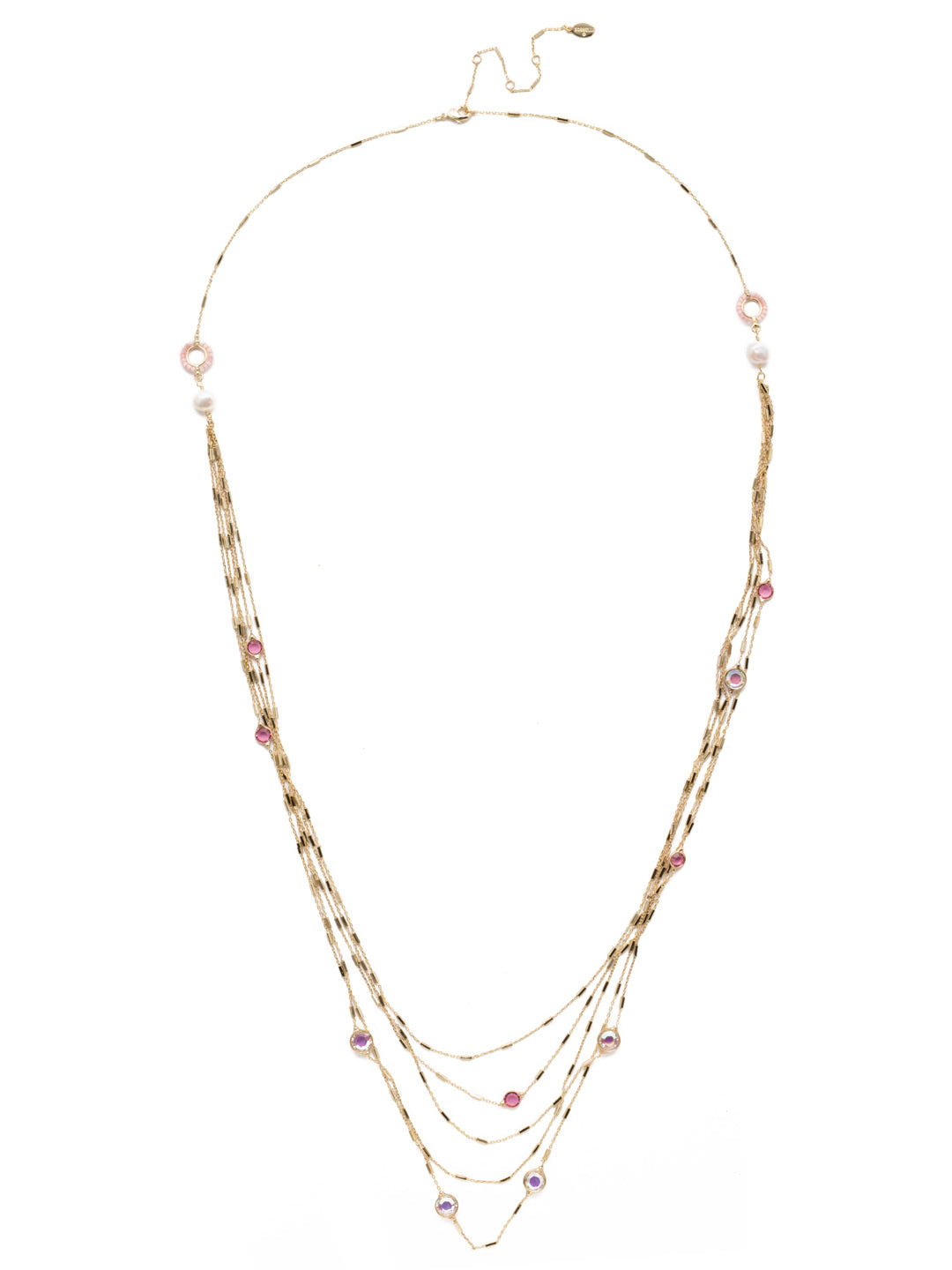 Luminous Layered Necklace - NEK2BGISS - <p>Fasten on layers of filagree, sparkling crystals and freshwater pearl accents with this long strand necklace and you're set and ready to walk into any room as an accessorizing star. From Sorrelli's Island Sun collection in our Bright Gold-tone finish.</p>