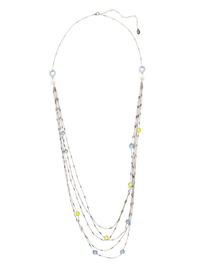 Luminous Layered Necklace - NEK2PDBPY - <p>Fasten on layers of filagree, sparkling crystals and freshwater pearl accents with this long strand necklace and you're set and ready to walk into any room as an accessorizing star. From Sorrelli's Blue Poppy collection in our Palladium finish.</p>