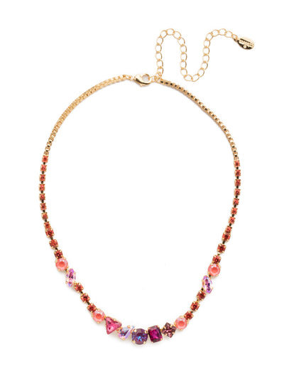 Sonja Tennis Necklace - NEN12BGBGA - The Sonja Tennis Necklace is sure to please the most indecisive jewelry connoisseur, showcasing crystals in a stunning variety of shapes. From Sorrelli's Begonia collection in our Bright Gold-tone finish.