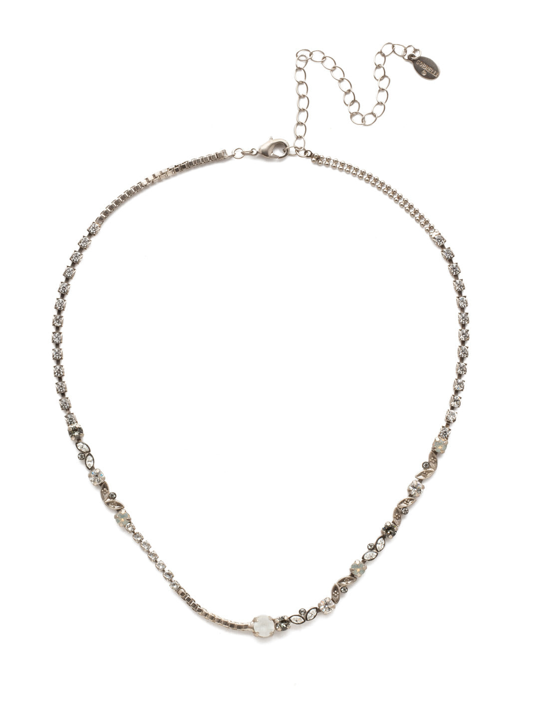 Juliette Tennis Necklace - NEN13ASSTC - <p>The Juliette Tennis Necklace sparkles and shines from every angle with its varying crystal shapes, eye-cathing metal detail, and an adjustable length closure. From Sorrelli's Storm Clouds collection in our Antique Silver-tone finish.</p>