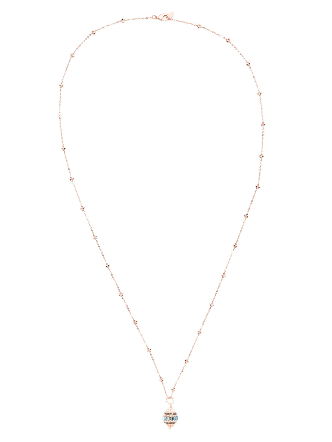 Lola Pendant Necklace - NEN14RGCAZ - The Lola Pendant Necklace dangles something completely unique and sparkly front and center, accented by smaller gems on a delicate chain. Make it the special standout piece in your jewelry collection. From Sorrelli's Crystal Azure collection in our Rose Gold-tone finish.