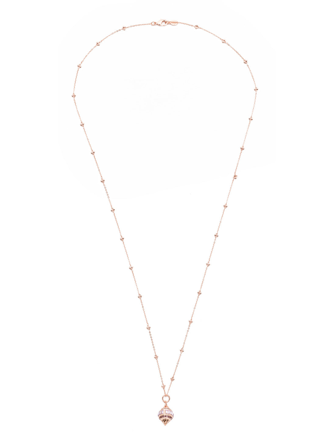 Lola Pendant Necklace - NEN14RGLVP - The Lola Pendant Necklace dangles something completely unique and sparkly front and center, accented by smaller gems on a delicate chain. Make it the special standout piece in your jewelry collection. From Sorrelli's Lavender Peach collection in our Rose Gold-tone finish.