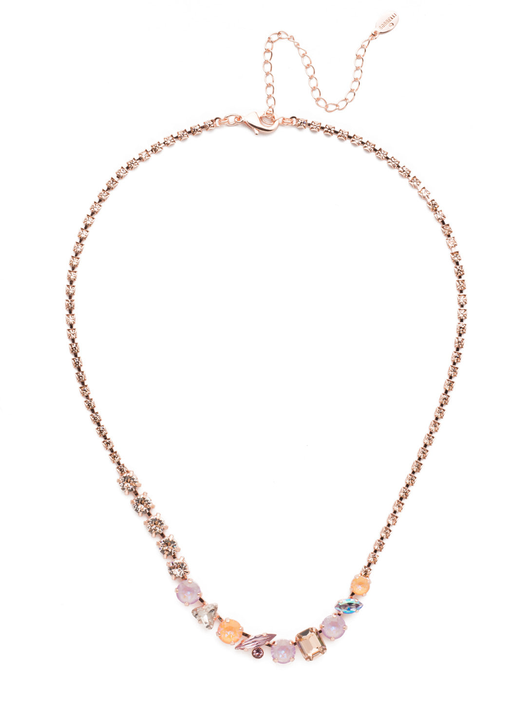 Vivienne Tennis Necklace - NEN16RGLVP - <p>The Vivienna Tennis Necklace showcases classic beauty and sparkle in a variety of crystal shapes that really bring on the bling. From Sorrelli's Lavender Peach collection in our Rose Gold-tone finish.</p>