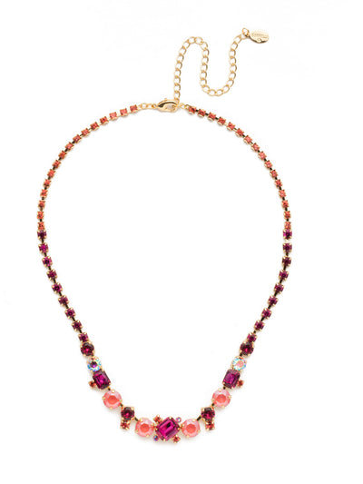 Tinsley Tennis Necklace - NEN17BGBGA - The Tinsley Statement Necklace exudes drama. Every inch is encrusted in sparkling crystals competing to be noticed. Fasten it on when you're looking for some attention. From Sorrelli's Begonia collection in our Bright Gold-tone finish.