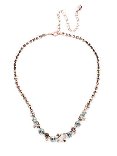 Tinsley Tennis Necklace - NEN17RGCAZ - The Tinsley Statement Necklace exudes drama. Every inch is encrusted in sparkling crystals competing to be noticed. Fasten it on when you're looking for some attention. From Sorrelli's Crystal Azure collection in our Rose Gold-tone finish.