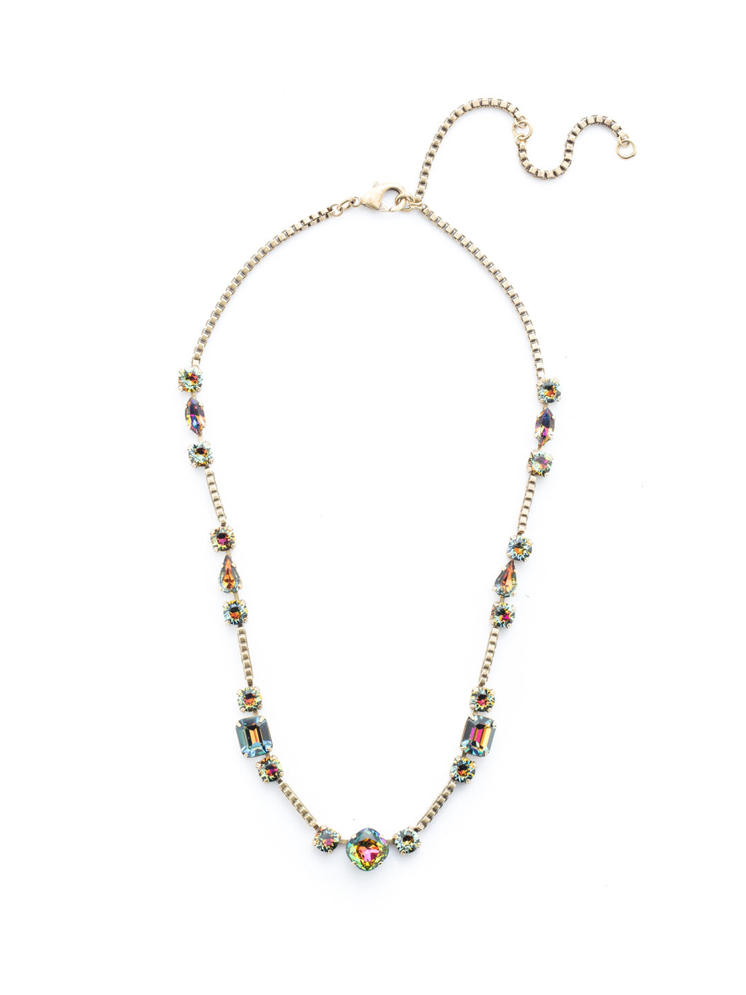 Poppy Tennis Necklace - NEN18AGVO - <p>The Poppy Tennis Necklace is anything but ordinary. Wear it all when you combine classic, baguette and navette sparklers. It's structured and sophisticated. From Sorrelli's Volcano collection in our Antique Gold-tone finish.</p>