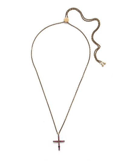 Angelica Pendant Necklace - NEN1AGDCS - <p>The Angelica Pendant Necklace features a slider you can adjust to your desired length to show off this crystal-embedded cross. From Sorrelli's Duchess collection in our Antique Gold-tone finish.</p>