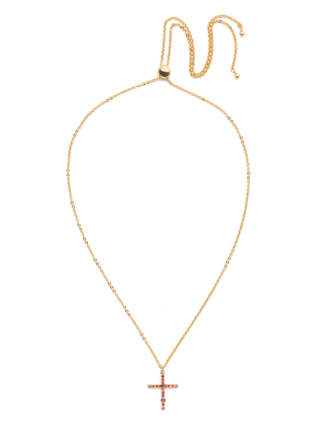 Angelica Pendant Necklace - NEN1BGBGA - The Angelica Pendant Necklace features a slider you can adjust to your desired length to show off this crystal-embedded cross. From Sorrelli's Begonia collection in our Bright Gold-tone finish.