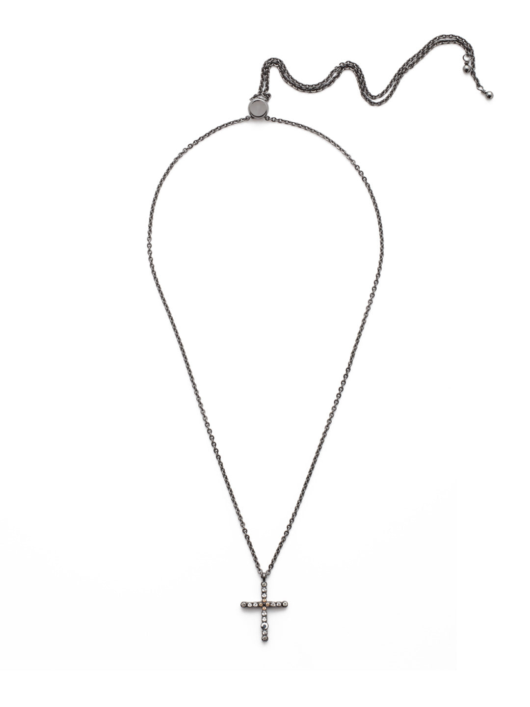 Angelica Pendant Necklace - NEN1GMGNS - The Angelica Pendant Necklace features a slider you can adjust to your desired length to show off this crystal-embedded cross. From Sorrelli's Golden Shadow collection in our Gun Metal finish.