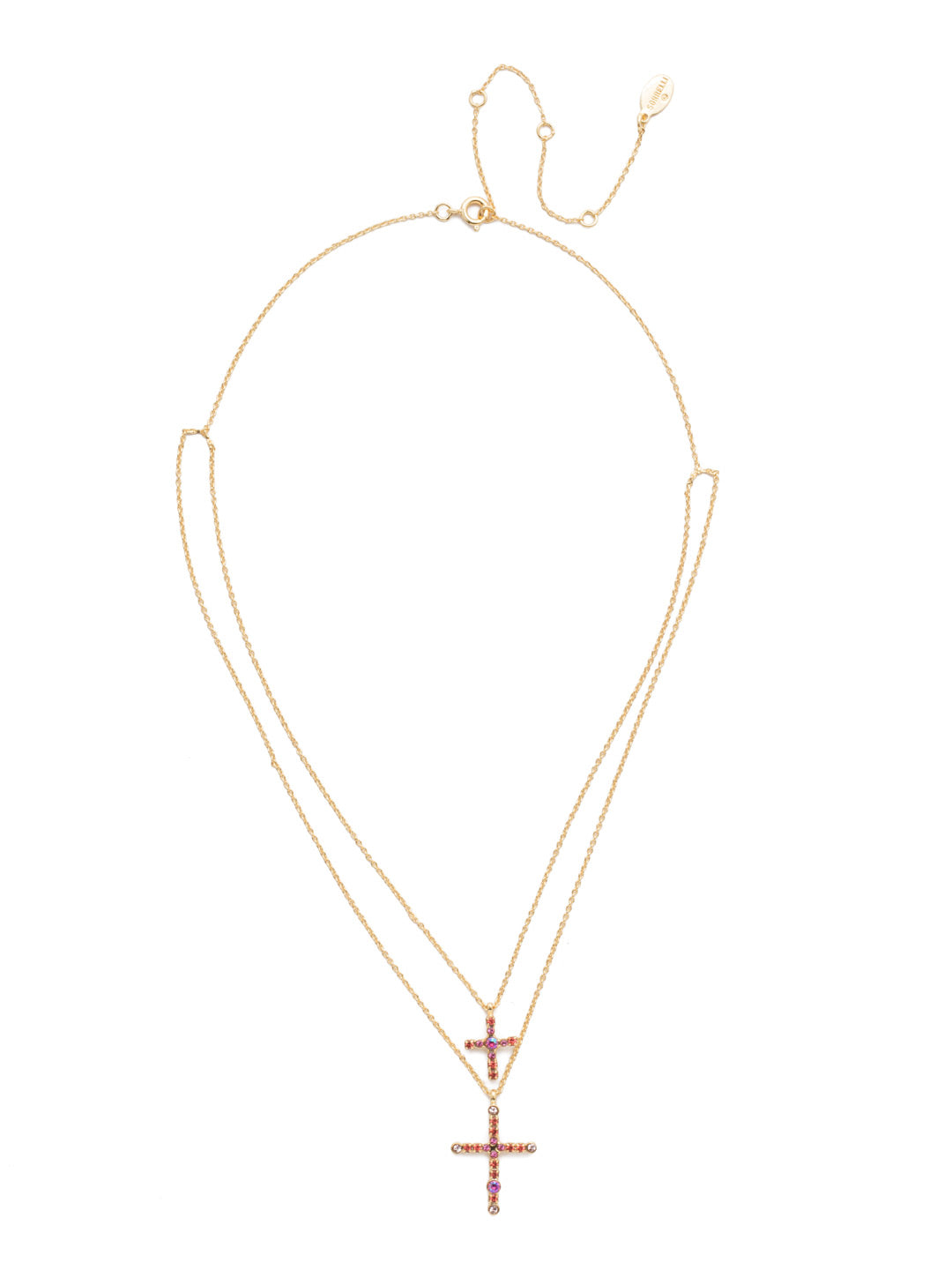 Bethany Layered Necklace - NEN2BGBGA - <p>Our Layered Bethany Cross Necklace proves that sometimes two crosses are better than one. Fasten to your desired length and you're set. From Sorrelli's Begonia collection in our Bright Gold-tone finish.</p>