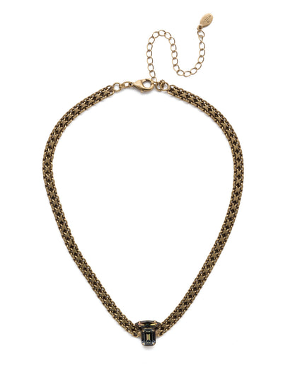 Graycen Tennis Necklace - NEP15AGSDE - <p>Metal rules in the Graycen Tennis Necklace. Layer on thick, dark standout links complemented by a cushion octagon and navette crystal sparkler. From Sorrelli's Selvedge Denim collection in our Antique Gold-tone finish.</p>