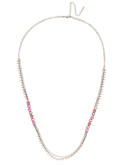 Oaklyn Long Necklace - NEP1ASETP - <p>Dainty and unique metallic details, dark and light sparkling crystals and the polish of classic pearls come together in our Oaklyn Tennis Necklace. From Sorrelli's Electric Pink collection in our Antique Silver-tone finish.</p>
