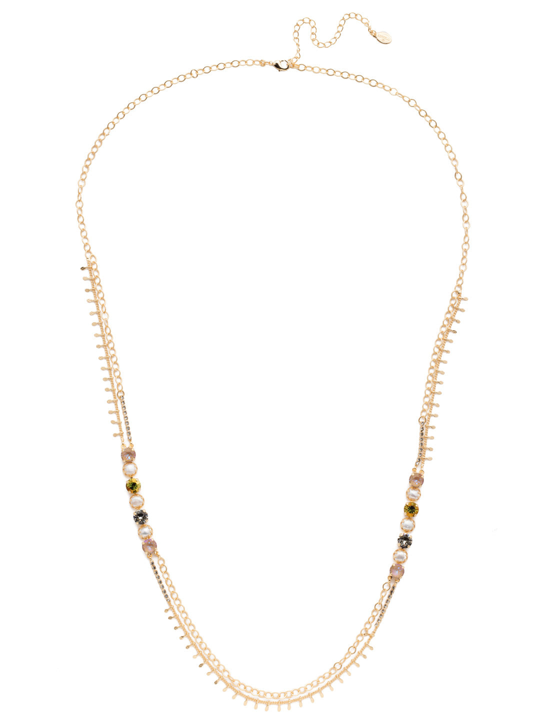 Oaklyn Long Necklace - NEP1BGCSM - <p>Dainty and unique metallic details, dark and light sparkling crystals and the polish of classic pearls come together in our Oaklyn Tennis Necklace. From Sorrelli's Cashmere collection in our Bright Gold-tone finish.</p>