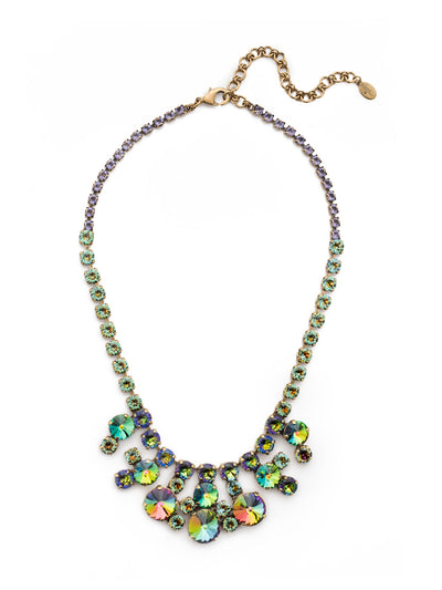 Danielle Statement Necklace - NEP21AGVO - <p>Stunning two-tone crystals combine in the Danielle Statement Necklace. Dark then light, round stones give way to drips of even larger show-stoppers that demand attention. From Sorrelli's Volcano collection in our Antique Gold-tone finish.</p>
