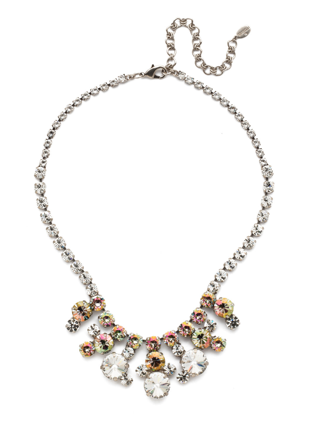 Danielle Statement Necklace - NEP21ASCRE - <p>Stunning two-tone crystals combine in the Danielle Statement Necklace. Dark then light, round stones give way to drips of even larger show-stoppers that demand attention. From Sorrelli's Crystal Envy collection in our Antique Silver-tone finish.</p>