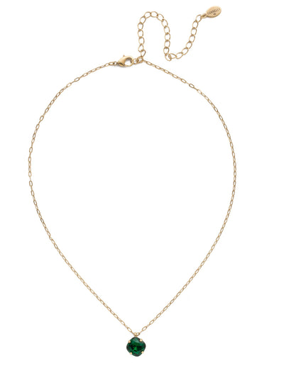 Siren Pendant Necklace - NEP22AGEME - With a cushion-cut crystal and delicate chain, the Siren Pendant  will add a litle sparkle to your everyday look. From Sorrelli's Emerald collection in our Antique Gold-tone finish.