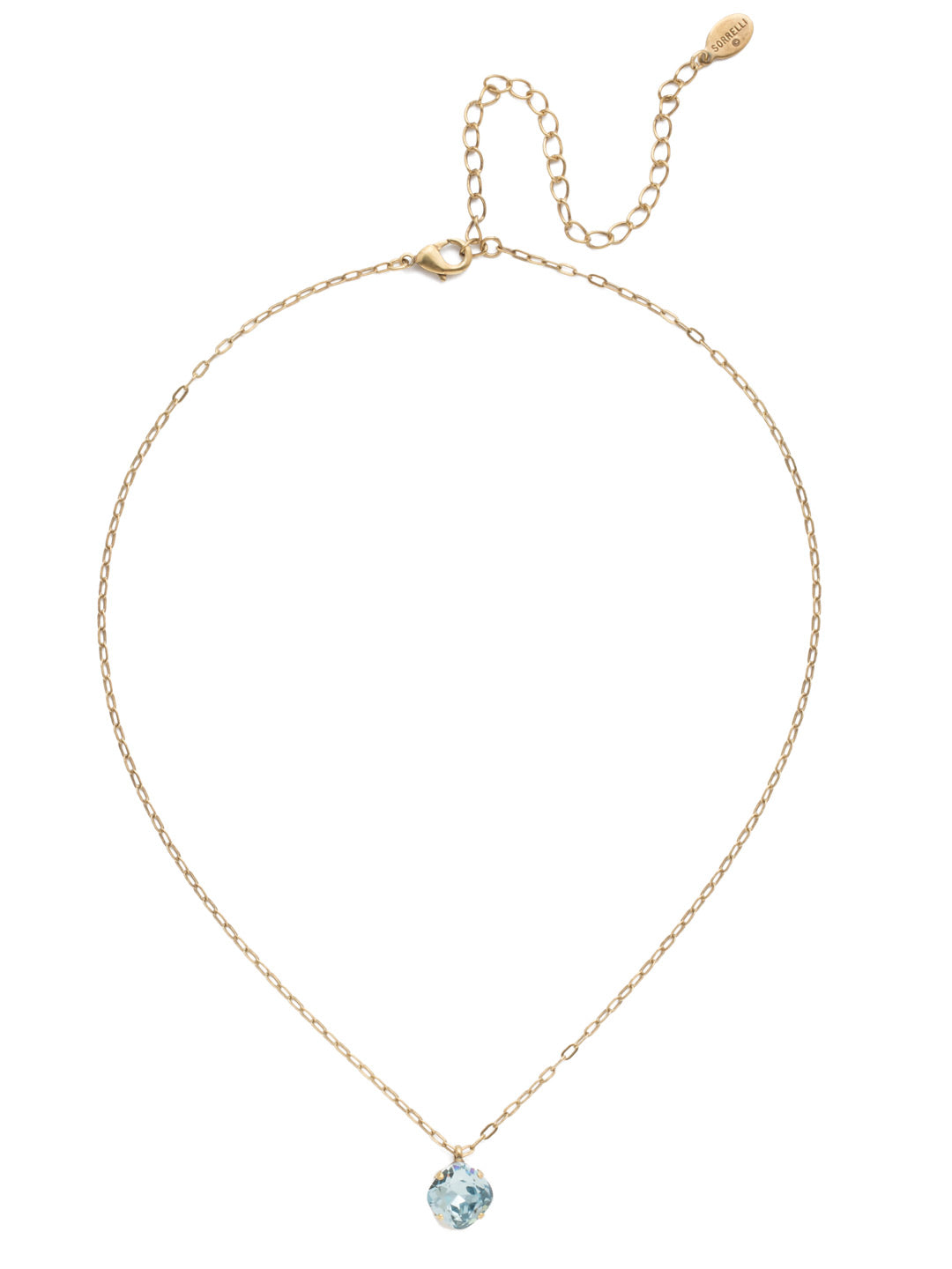 Siren Pendant Necklace - NEP22AGLAQ - <p>With a cushion-cut crystal and delicate chain, the Siren Pendant  will add a litle sparkle to your everyday look. From Sorrelli's Light Aqua collection in our Antique Gold-tone finish.</p>
