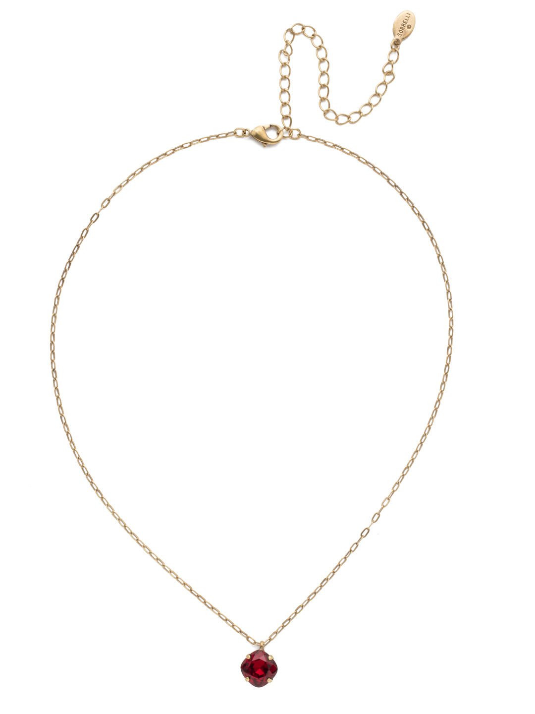 Siren Pendant Necklace - NEP22AGSI - With a cushion-cut crystal and delicate chain, the Siren Pendant  will add a litle sparkle to your everyday look. From Sorrelli's Siam collection in our Antique Gold-tone finish.