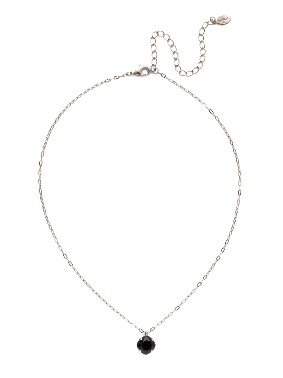 Siren Pendant Necklace - NEP22ASJET - With a cushion-cut crystal and delicate chain, the Siren Pendant  will add a litle sparkle to your everyday look. From Sorrelli's Jet collection in our Antique Silver-tone finish.